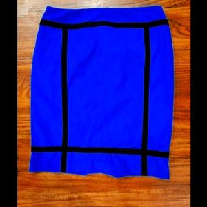 Worthington Blue & Black Color Block Skirt